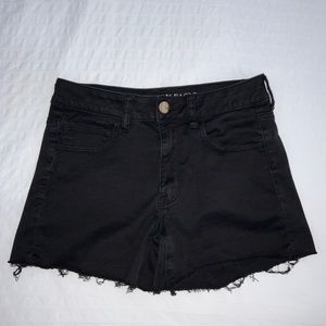 American Eagle Black Sateen Hi-Rise Shortie